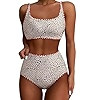 SUUKSESS Women High Waisted Bikini Set Floral Print Color Block 2 Piece Swimsuit | Amazon (US)