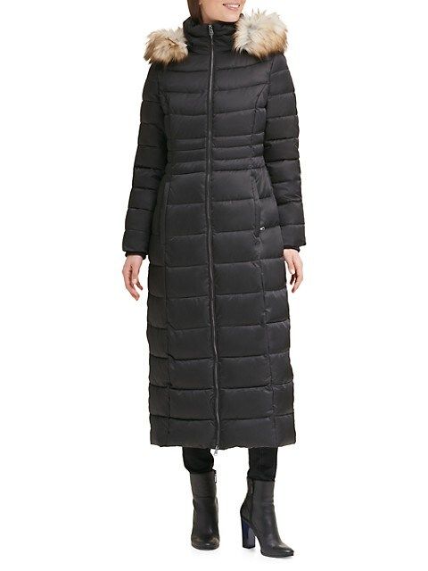 Kenneth Cole Faux Fur-Trim Maxi Puffer on SALE | Saks OFF 5TH | Saks Fifth Avenue OFF 5TH