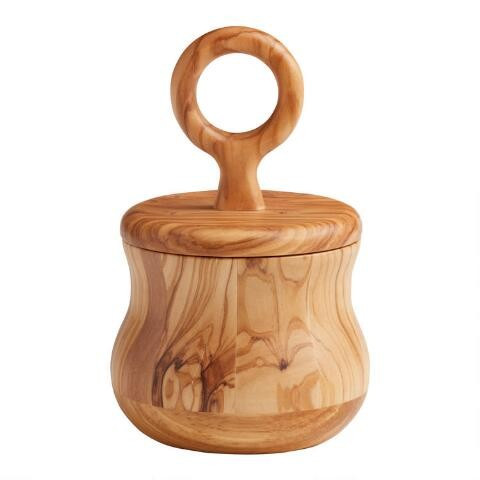 Olive Wood Loop Salt Cellar | World Market