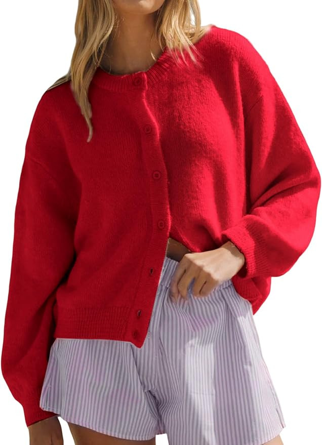 Yimoon Womens Cardigan Sweaters Button Down Chunky Knit Sweater Long Sleeve Soft Fall Winter Crop... | Amazon (US)