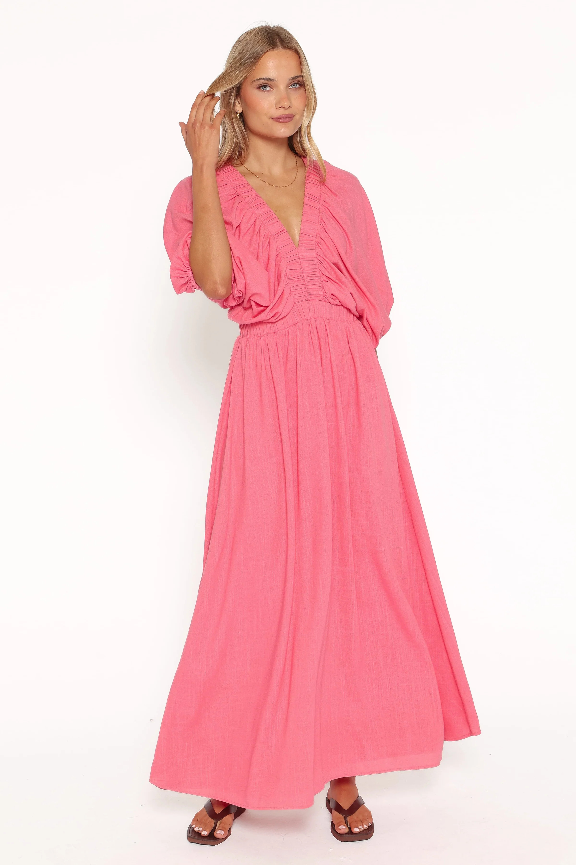 Gianna Puff Sleeve Maxi Dress - Pink | Petal & Pup (US)