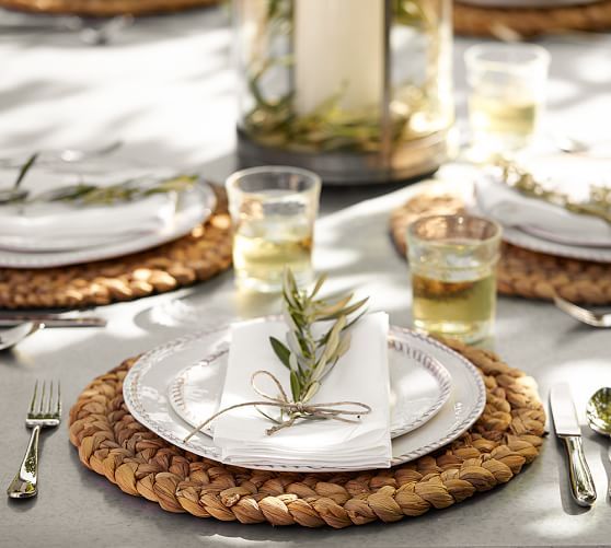 Round Handwoven Water Hyacinth Placemat | Pottery Barn (US)