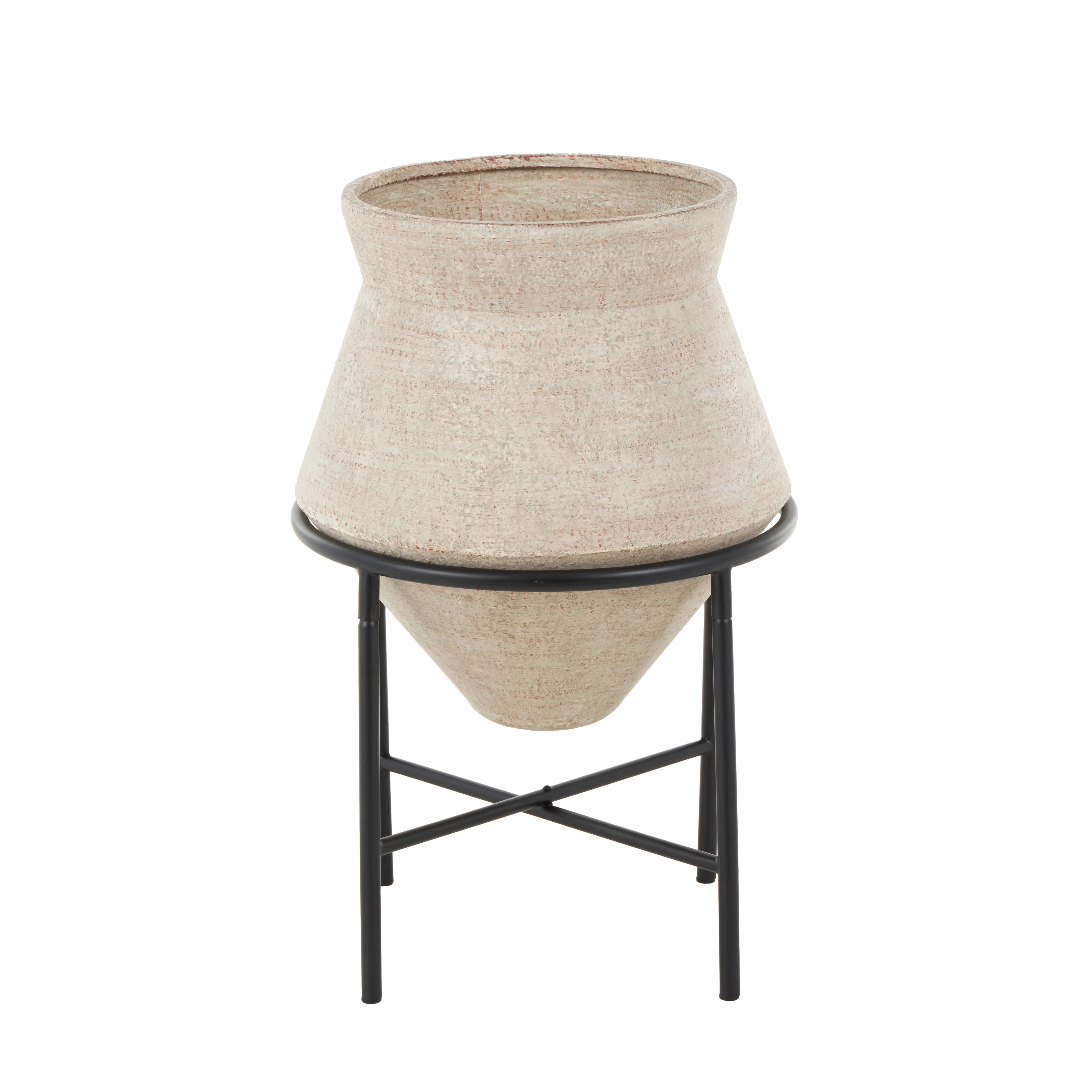 Gracie Oaks Cole And Grey Metal Wide Vase With Black Metal Stands | Wayfair | Wayfair North America