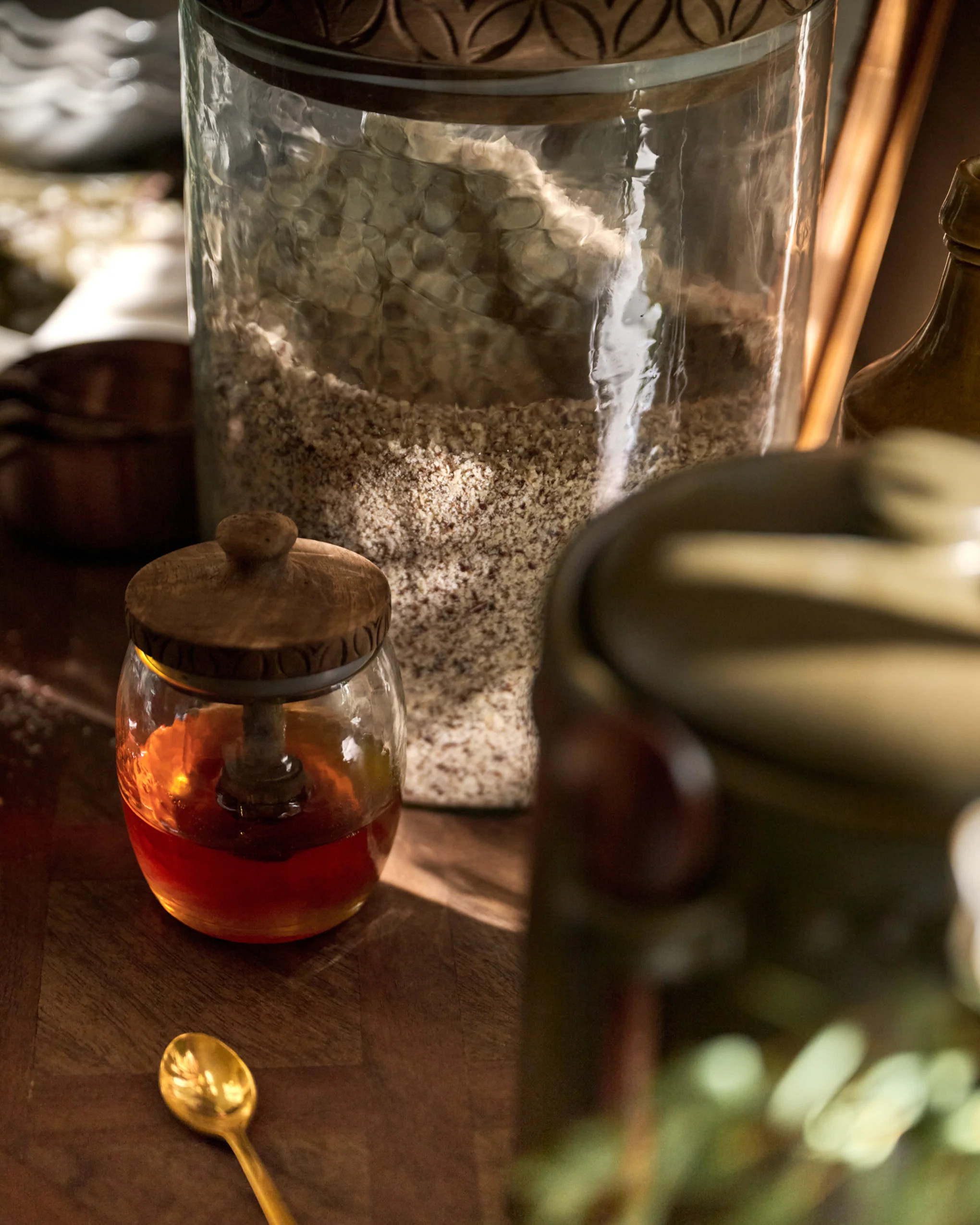 Beckett Carved Wood Honey Jar | Magnolia