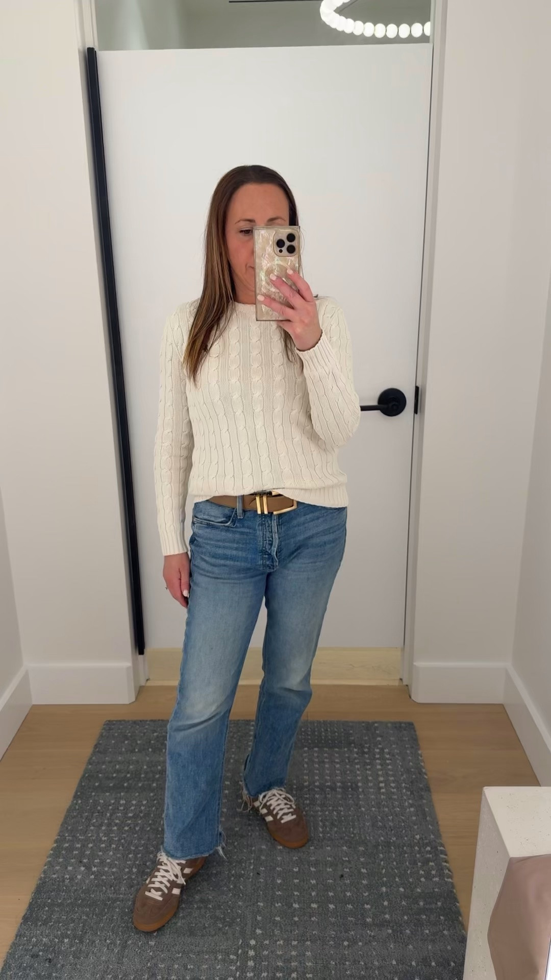 Today’s look.  I am loving the vintage wash and fit of these new jeans.  They definitely compliment a cream sweater.

#LTKootd #LTKmomlife #LTKOver40
