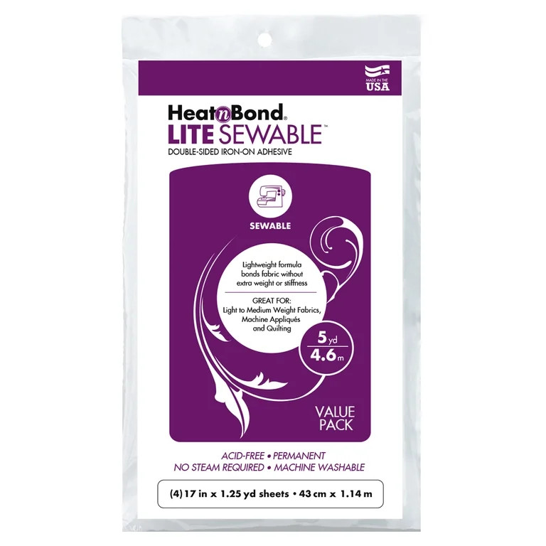 HeatnBond Lite Sewable Iron-on Clear Adhesive for Fabrics 17 inch x 5 yard | Walmart (US)