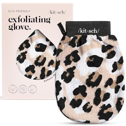 Kitsch Exfoliating Glove 1pc – Korean Exfoliating Mitt & Deep Exfoliating Body Scrubber for Shower, Bath | Body Exfoliator Glove, Dead Skin Remover | Skin Care for Smooth Skin - Leopard | Amazon (US)