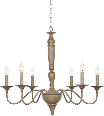 Kira Home Montreal 29" 6-Light French Country Chandelier, Adjustable Height, Smoked Birch Style W... | Amazon (US)