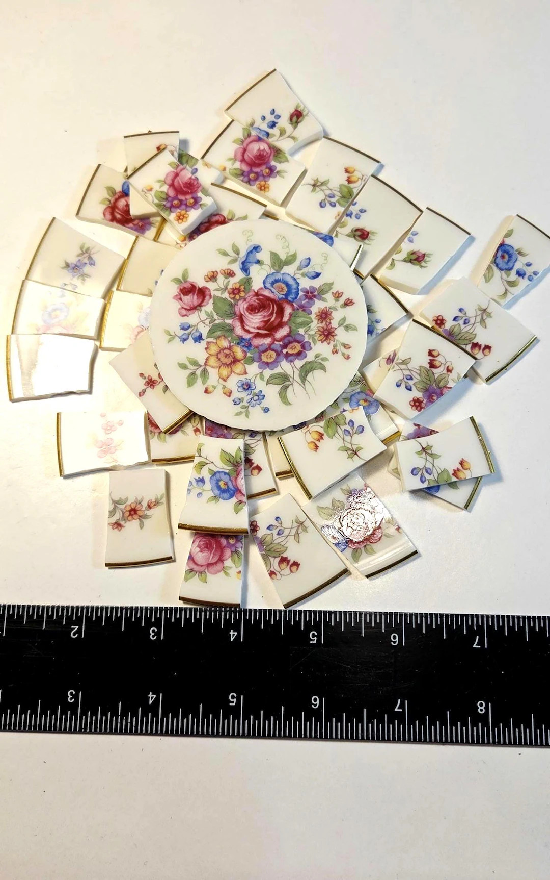 40 PIECES of Ceramic China Pieces Hand Cut Assorted Pretty Flower Pattern Mosaic Supply Tiles Pie... | Etsy (US)