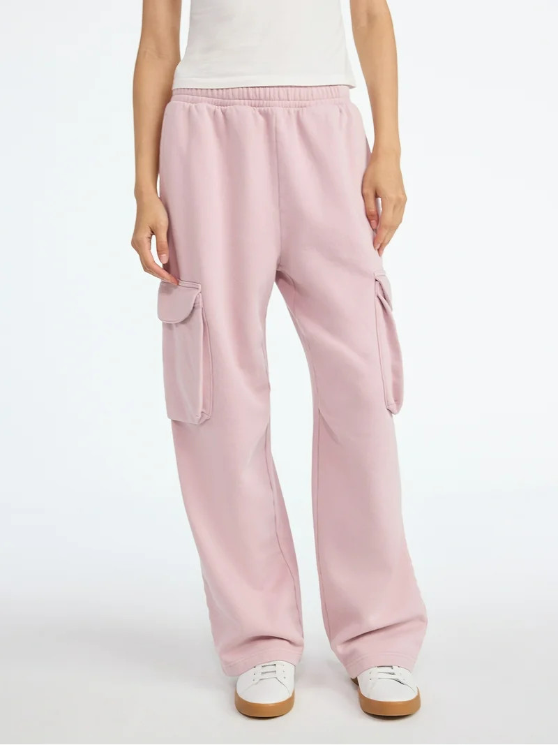 Scoop Women’s Mineral Washed Wide Leg Cargo Sweatpants, Sizes XS-XXL - Walmart.com | Walmart (US)