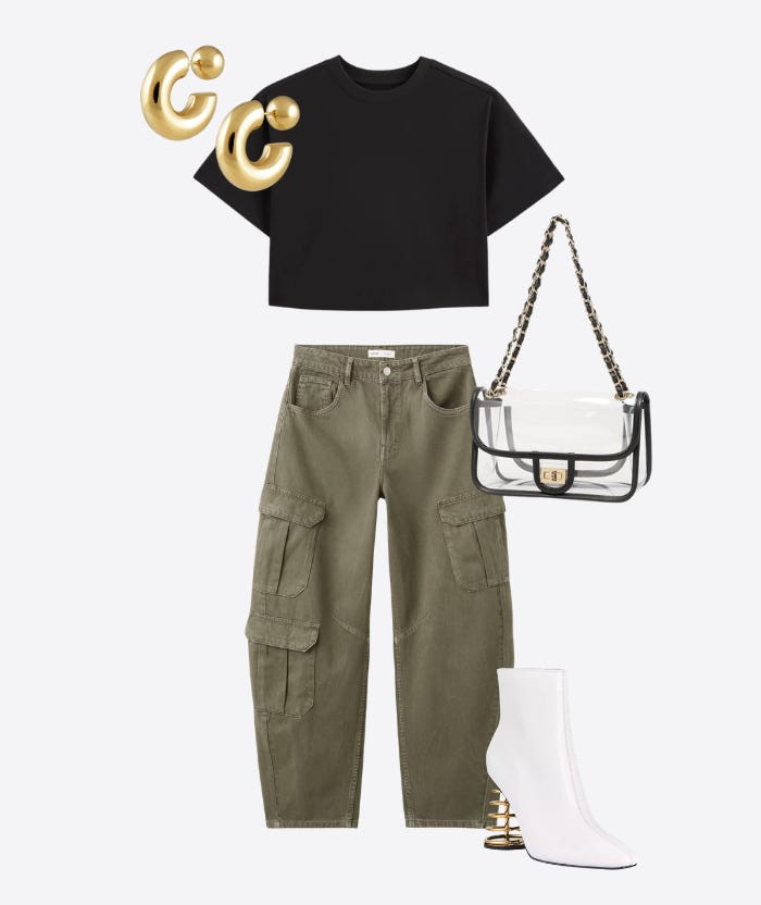 Don Toliver Concert Outfit || spring outfits // spring outfit ideas // green barrel pants // casual classy outfits // spring style inspo // black crop top // clear stadium bag // gold earrings // white boots

#LTKootd #LTKFestival