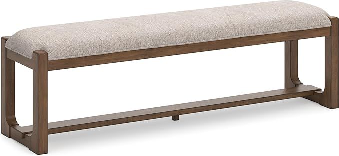 Signature Design by Ashley Cabalynn Farmhouse Upholstered 63" Dining Bench, Beige & Light Brown | Amazon (US)
