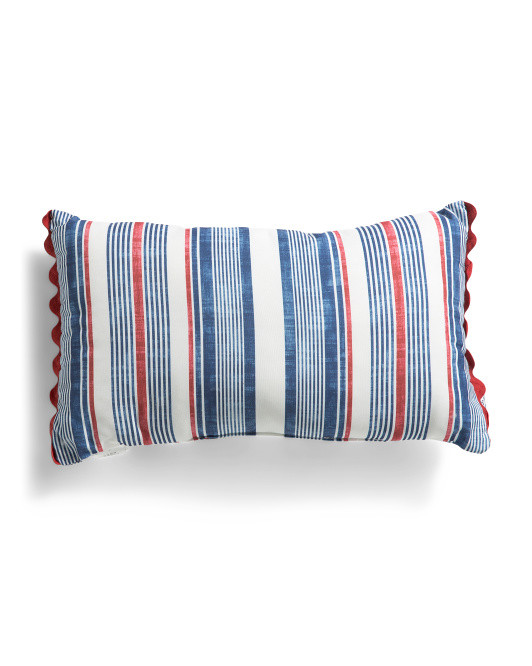 14x24 Indoor Outdoor Striped Pillow With Ric Rac Trim | TJ Maxx