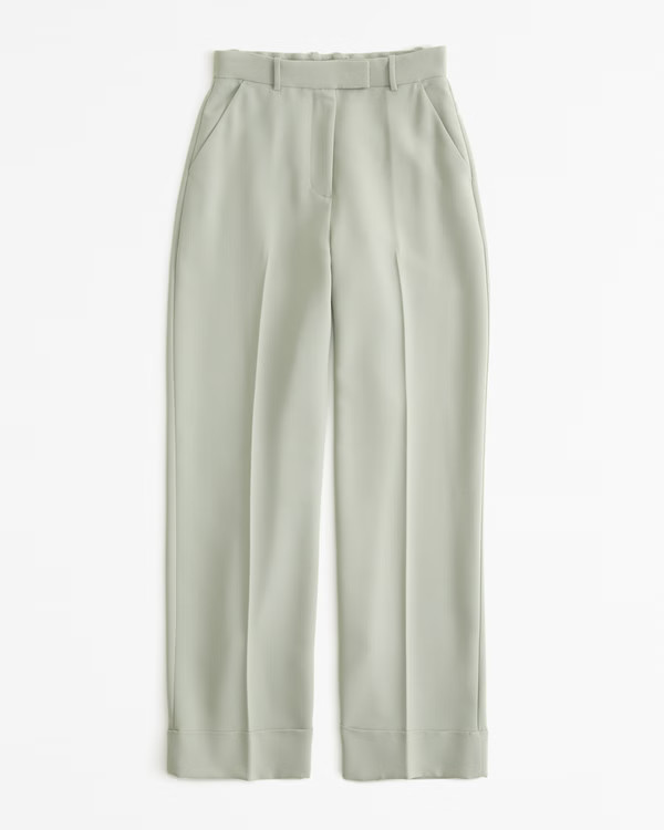 Curve Love Cuffed Hem Tailored Wide Leg Pant | Abercrombie & Fitch (US)