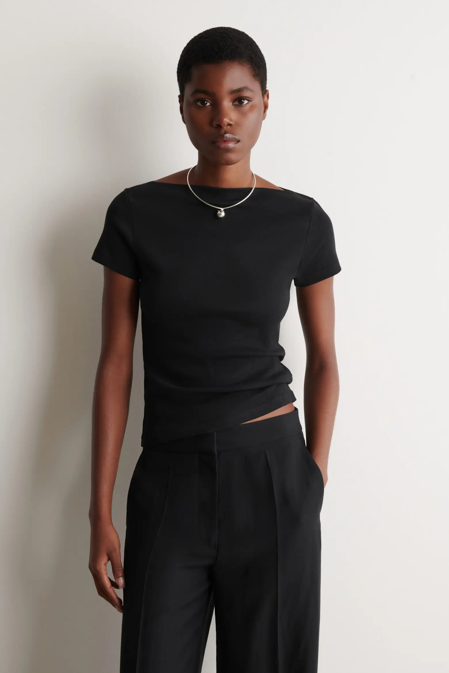 COS Slim Boat-neck Cotton T-shirt (Women) | Nordstrom | Nordstrom