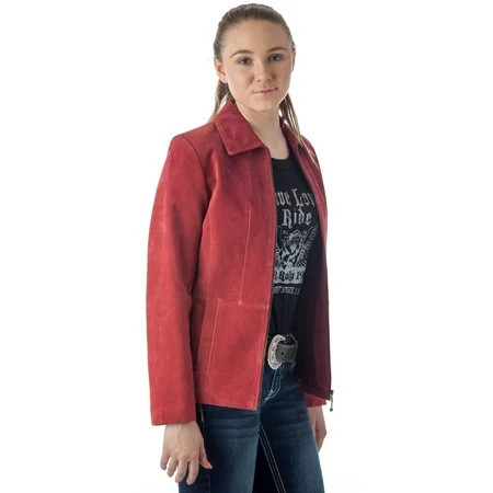 Reed Women s Genuine Suede Leather Fashion Jacket (Small Wine) | Walmart (US)