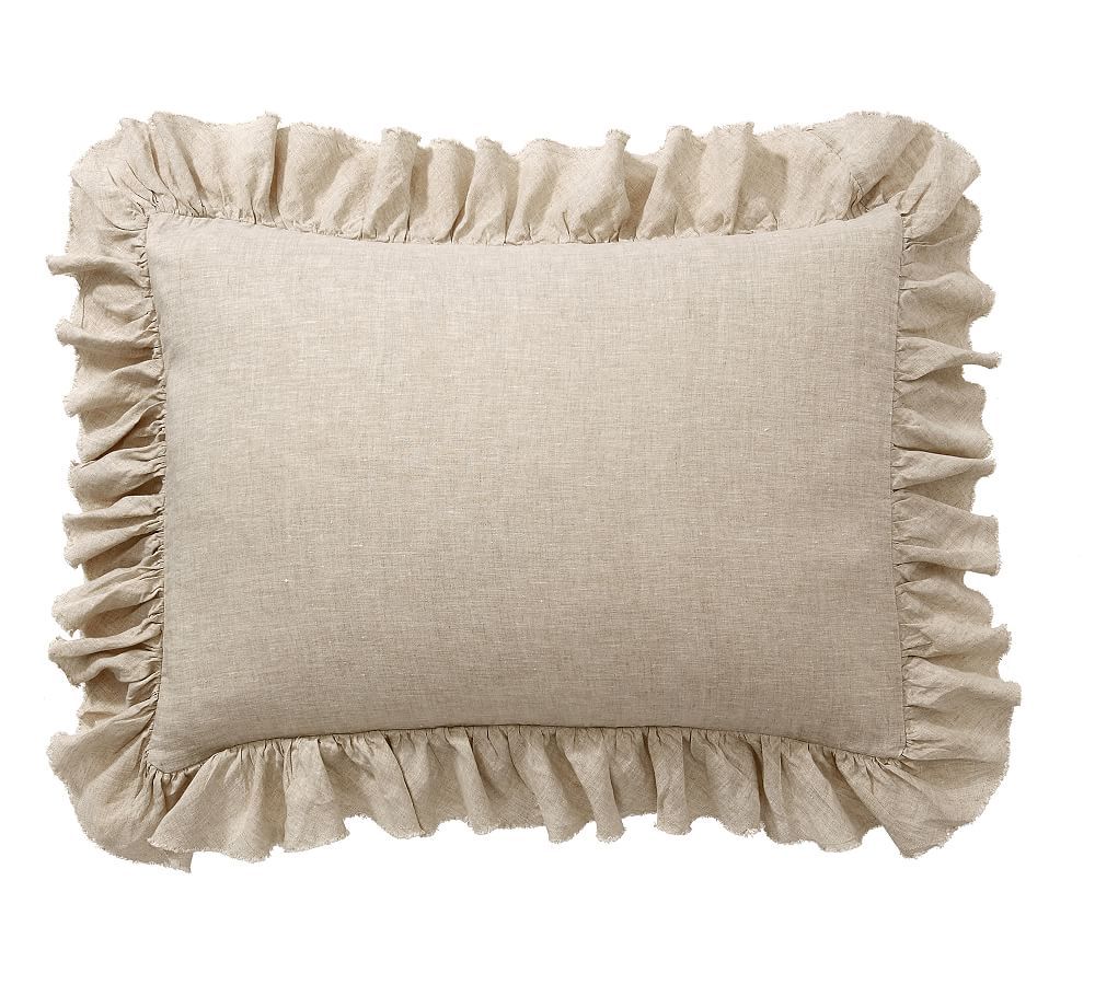 Belgian Flax Linen Fringe Ruffle Sham | Pottery Barn (US)