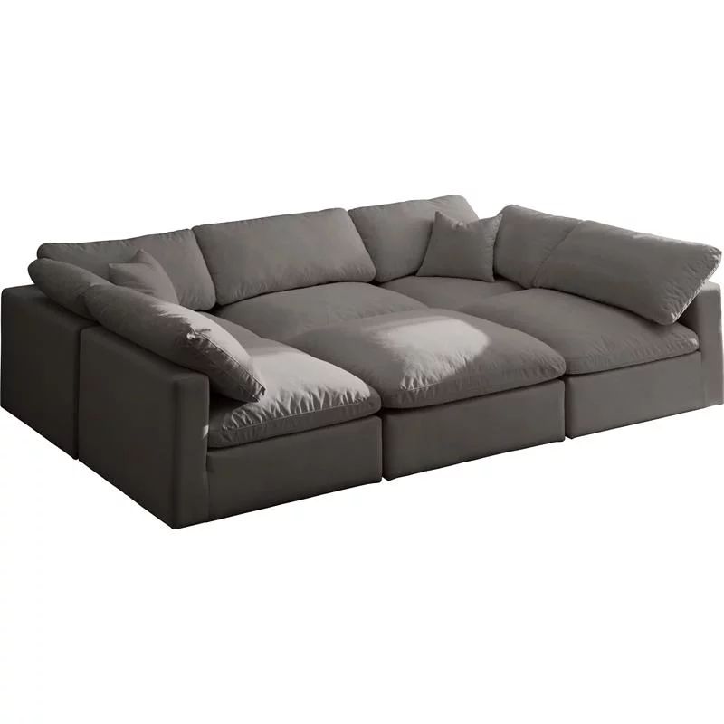Meridian Furniture Plush Standard Gray Velvet Cloud Modular Sectional - Walmart.com | Walmart (US)