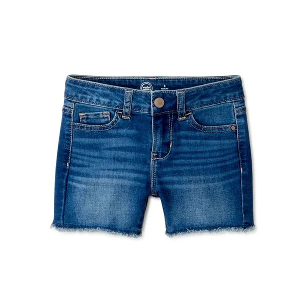 Wonder Nation Girls Distressed Hem Denim Jean Shorts, Sizes 5-18 & Plus | Walmart (US)