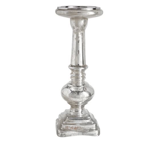 Antique Mercury Glass Pillar Holder | Pottery Barn (US)