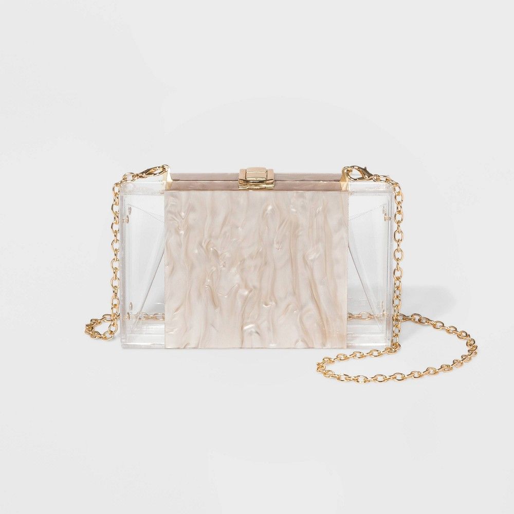 Clear Acrylic Rectangle Minaudiere Clutch - A New Day Clear, Women's | Target