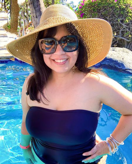J. Crew ruched bandeau one-piece swimsuit on sale + an extra 15% off with code SHOPSALE making it just over $50! That’s almost 60% off! Wearing here in size 12 but also have it in size 10 in another color. J. Crew straw hat also on sale for only $26.50! Gucci sunglasses.

Swimsuit, Beachwear, pool attire, vacation outfit, spring break outfit, vacation outfit ideas, resort wear, resort style, vacation style, bathing suit, curvy swimwear, swim style, island outfit, mid size style, mid size swimsuit, summer outfits, strapless bathing suit, strapless swimsuit, beach hat

#LTKmidsize #LTKswim #LTKsalealert