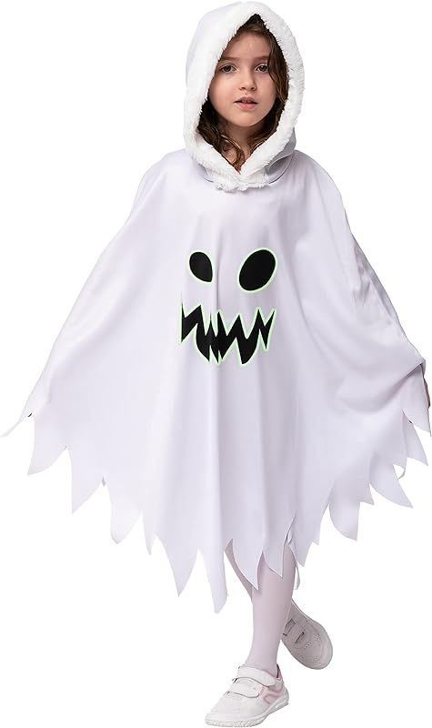 Child Scary Smiling Ghost Dress with Hood, Toddler Kids Halloween Cloak Cape for Girls Ghost Cosplay | Amazon (US)