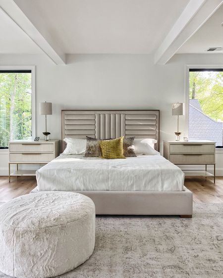 Large modern bedroom style with beige colors, nightstands, and beautiful home decor 

#LTKU #LTKfamily #LTKhome