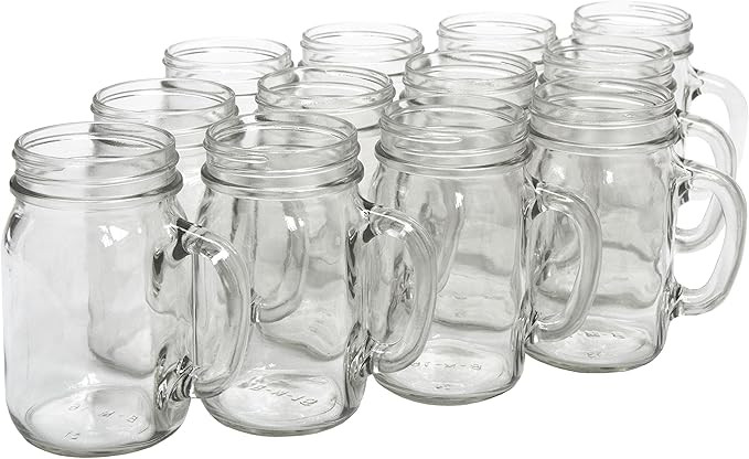 North Mountain Supply - NMS J40014 - No Lids Glass Pint Mug Handle Mason Drinking Jars - Case of ... | Amazon (US)