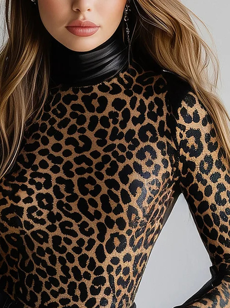 Urban Leopard Turtleneck Blouse | Stylewe