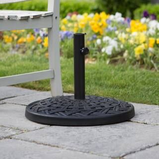 Cross Weave Round Metal Patio Umbrella Base in Black | The Home Depot