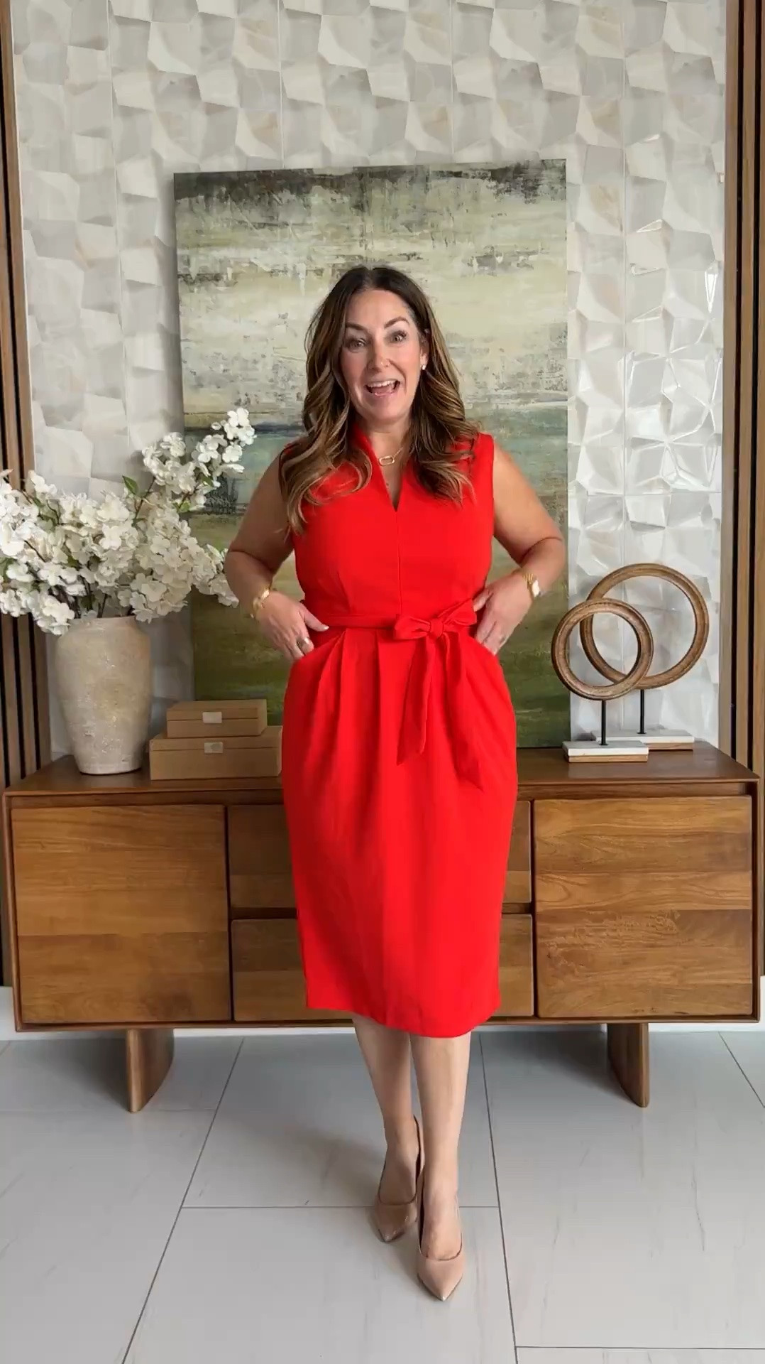 LOVING this fun red work dress! It has a nice thickness, pockets and stretch I mean what else could a girl ask for?! 😘 
📏Wearing true to size, large

#LTKOver40 #LTKMidsize #LTKWorkwear