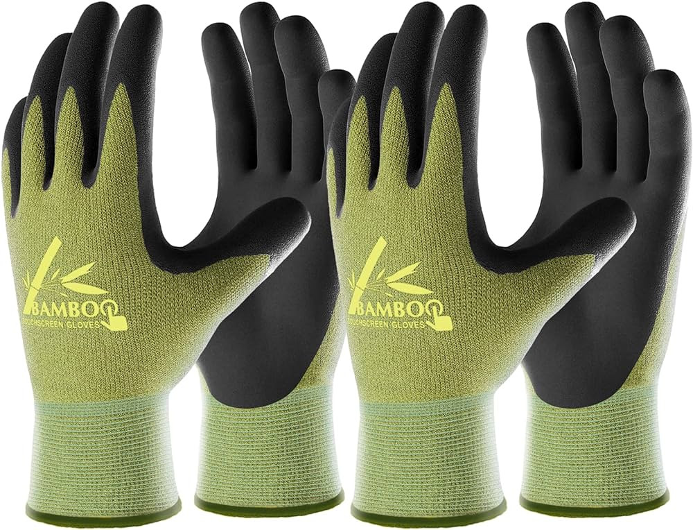 COOLJOB 2 Pairs Bamboo Gardening Work Gloves for Women and Men, Breathable Rubber Coated with Tou... | Amazon (CA)