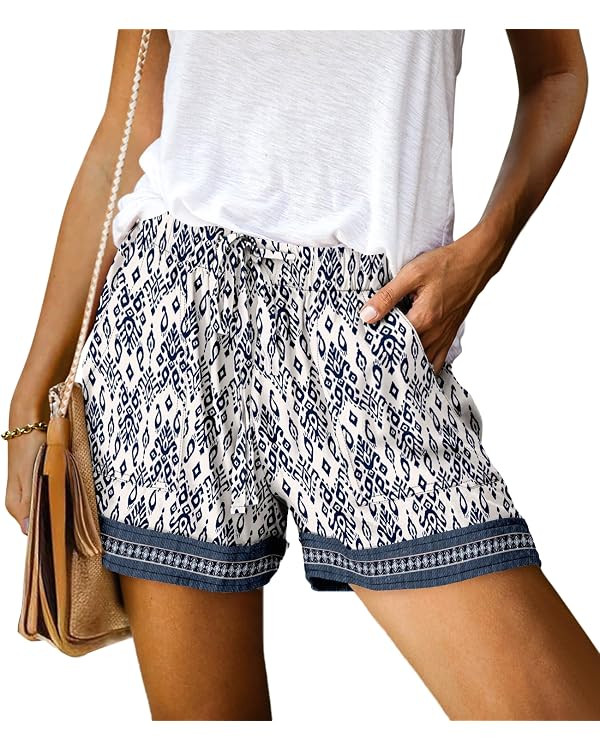 KISSMODA Womens Summer Shorts with Pockets Lightweight High Waisted Adjustable Tie Knot Loose Cas... | Amazon (US)