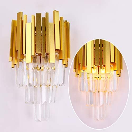 Crystal Wall Sconce Lighting 3 Tiers Crystal Wall Lamp Modern Wall Light Fixture Bedside Night La... | Amazon (US)