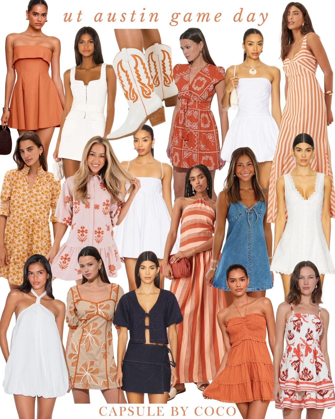 UT AUSTIN GAME DAY 🏈 

UT Austin, The University of Texas at Austin, Austin Texas, UT Austin Longhorns, UT Austin game day, UT Austin gameday, UT Austin game day outfit, UT Austin gameday outfit, tailgating, college, fraternity, sorority, sorority outfit, sorority recruitment, sorority rush, SEC, football, tailgate, tailgating, UT Austin outfit, Delta Gamma, DG, DeeGee, Kappa Kappa Gamma, KKG, Kappa Delta, KD, Tri Delta, DDD, Phi Mu, Chi Omega, Chi O, Alpha Chi Omega, Pi Beta Phi, Pi Phi, Alpha Delta Pi, ADPi, Alpha Phi, Sigma Kappa, Kappa Alpha Theta, Zeta Tau Alpha, Gamma Phi Beta, mini dress, mini dresses, orange dress, orange mini dress, white dress, white mini dress, mini dress, matching set, orange matching set, white matching set, college game day, college gameday, game day look, gameday look, Capsule By CoCo

#LTKSeasonal #LTKU #LTKStyleTip