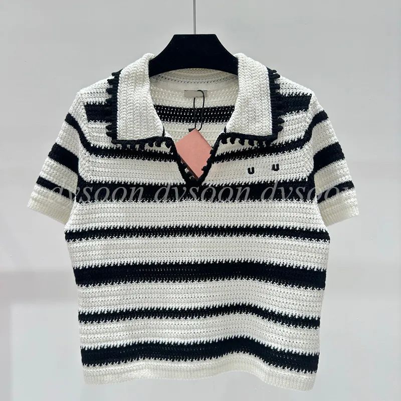 Premium Quality Women Short Sleeved Polo Neck Shirt Size SML Striped Wool Knitwear 26249 | DHGate