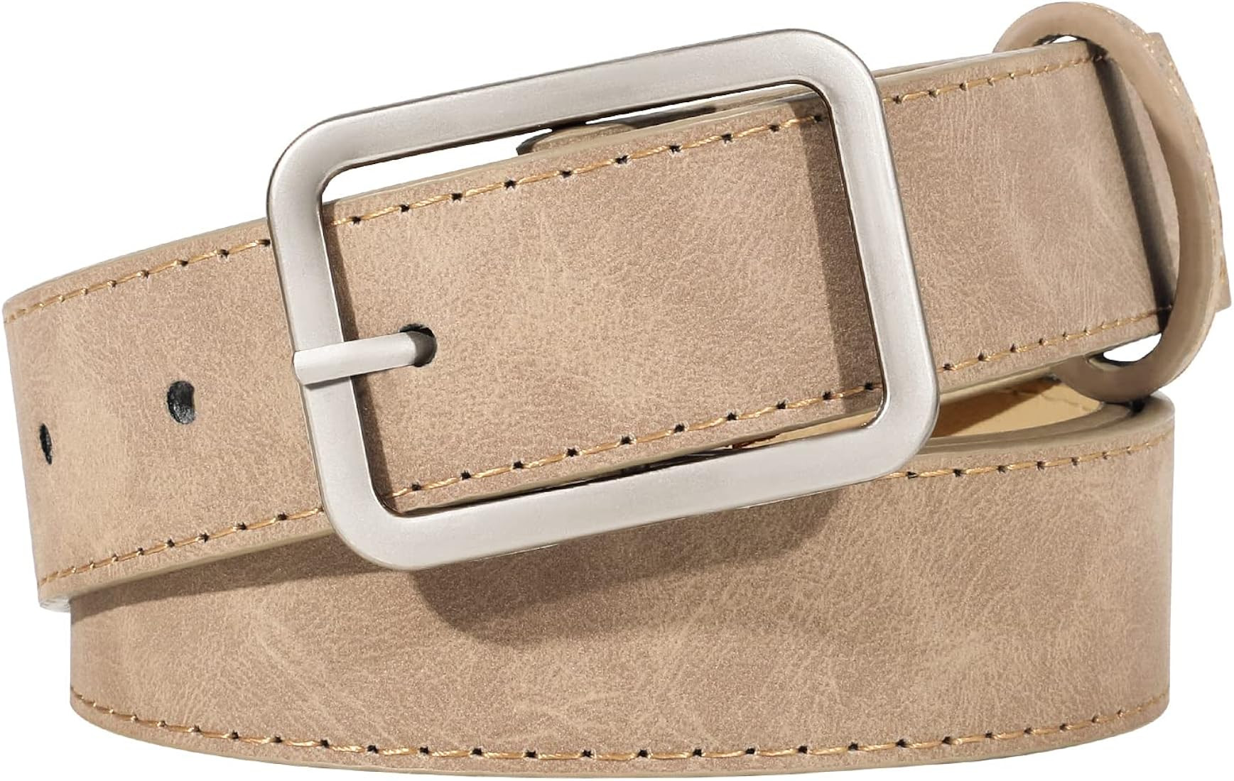 XZQTIVE Women Suede Leather Belt No Pin Circle Buckle Fashion Waist Belt For Jean Dress | Amazon (US)