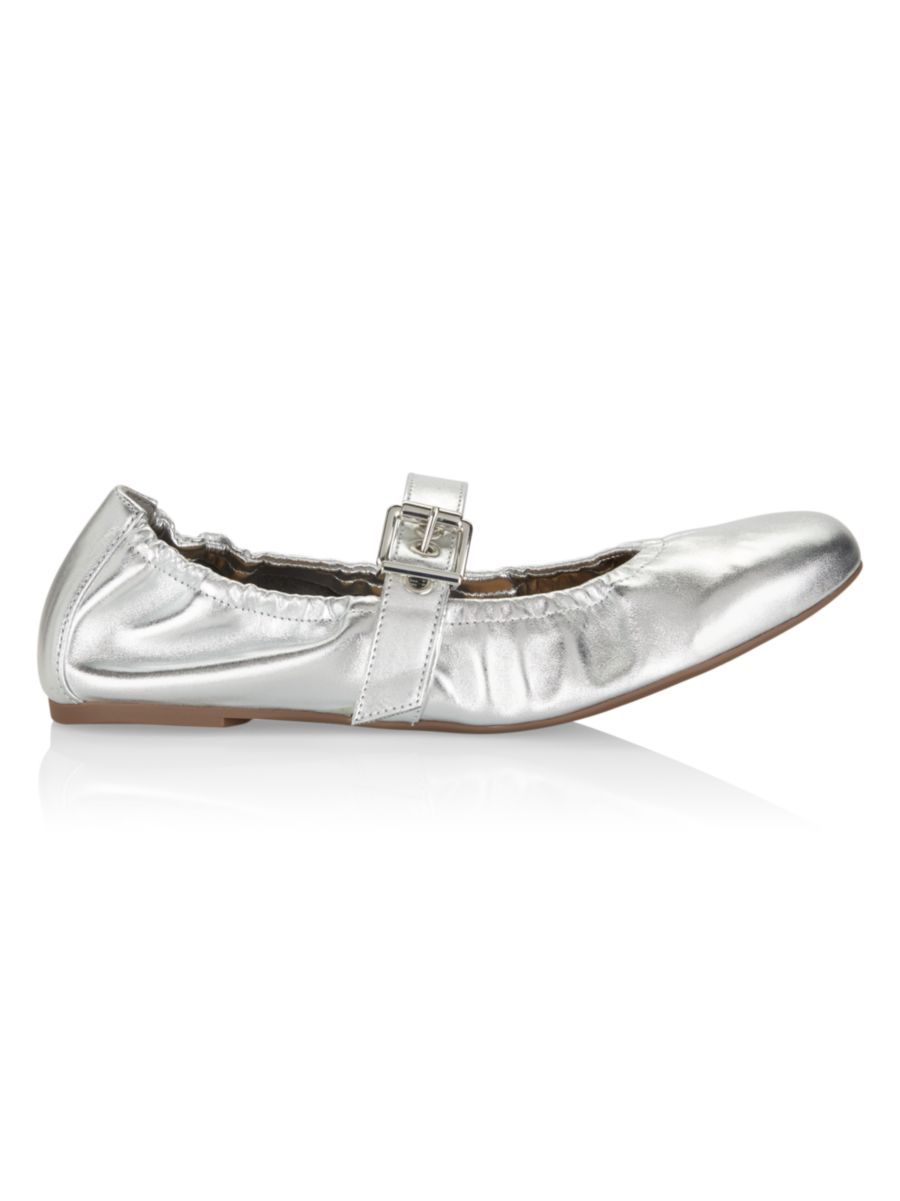 Schutz Calita Metallic Buckled Ballet Flats | Saks Fifth Avenue