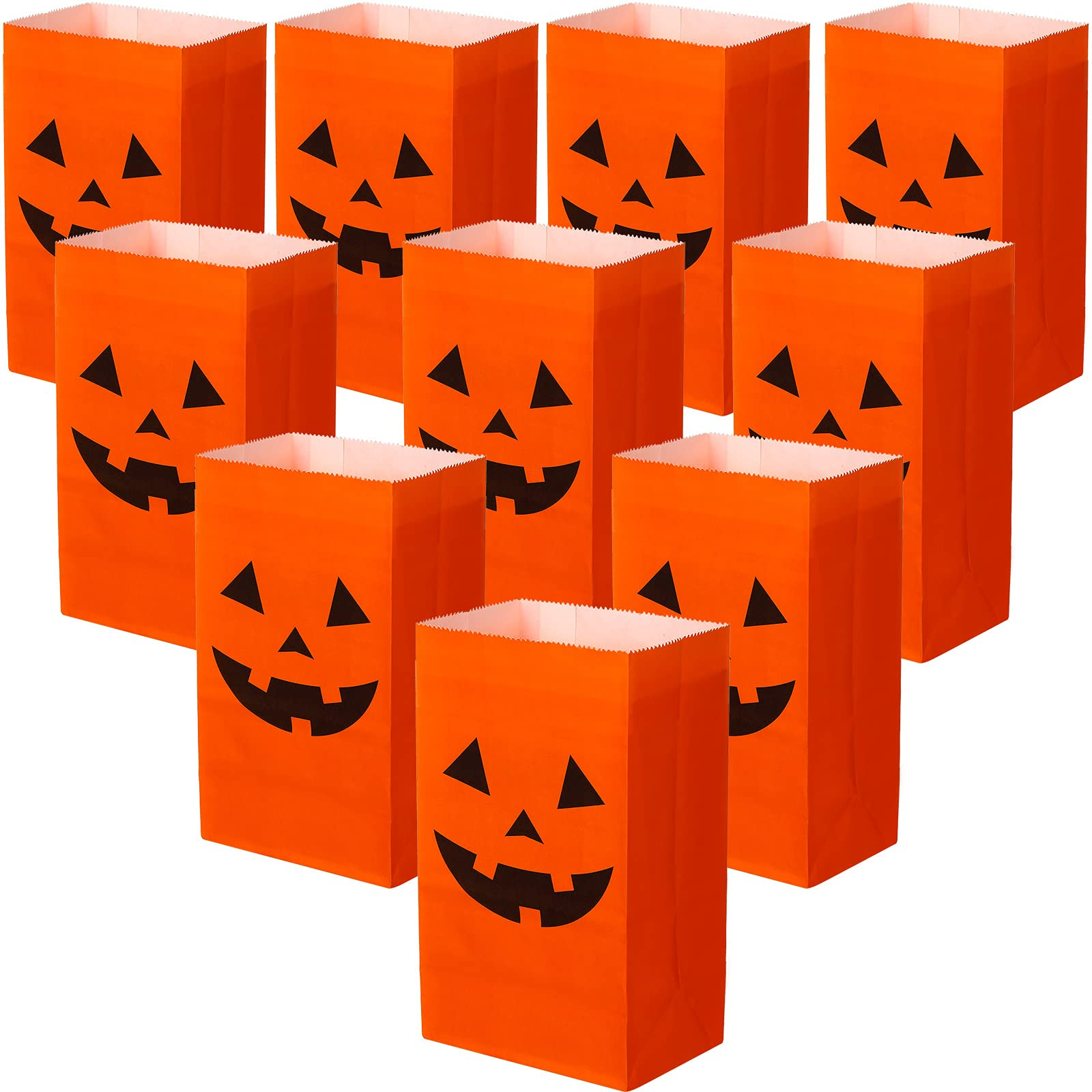 Tatuo 24 Pieces Halloween Pumpkin Paper Bags Candy Treats Gift Bags Present Grocery Crafting Lunc... | Amazon (US)