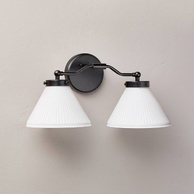 Reeded Milk Glass 2-Bulb Vanity Wall Sconce - Hearth & Hand™ with Magnolia | Target