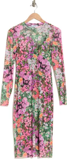 Loah Long Sleeve Mesh Midi Dress | Nordstrom Rack