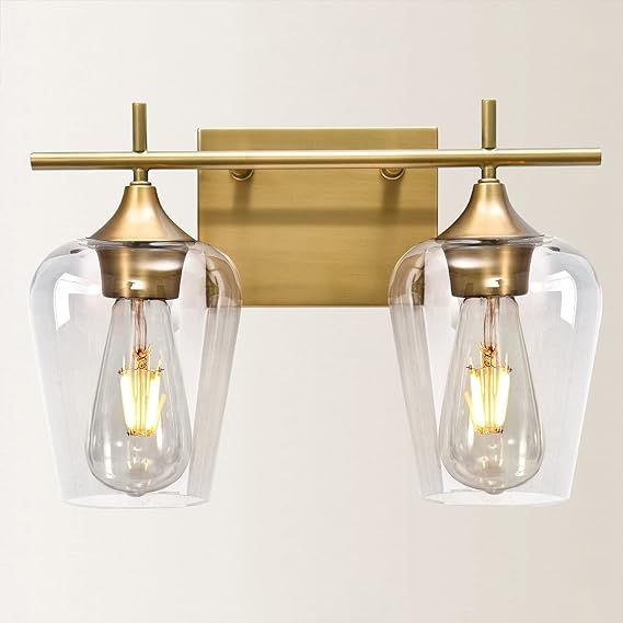 Vanity Lights Fixtures, Zicbol 2 Light Bathroom Light, Gold Bronze Bathroom Lighting Fixtures Ove... | Amazon (US)