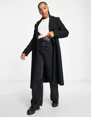 Stradivarius tailored belted coat in black | ASOS (Global)