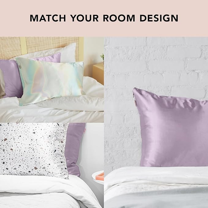 Kitsch Satin Pillowcase with Zipper for Hair & Skin, Softer Than Silk Pillow Cases Queen, Wrinkle... | Amazon (US)