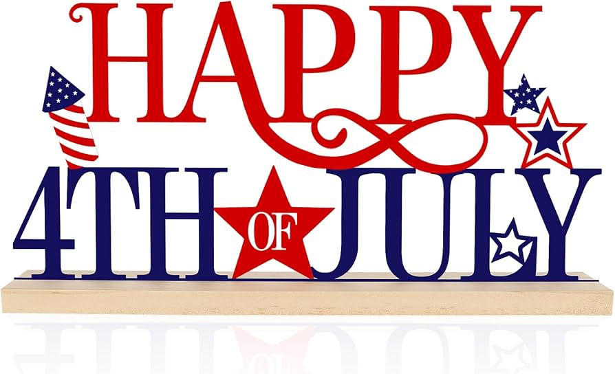 COCHIE Metal Happy 4th of July Sign, Red Blue and White Decorations for Home, Office, Shelf, Mant... | Amazon (US)