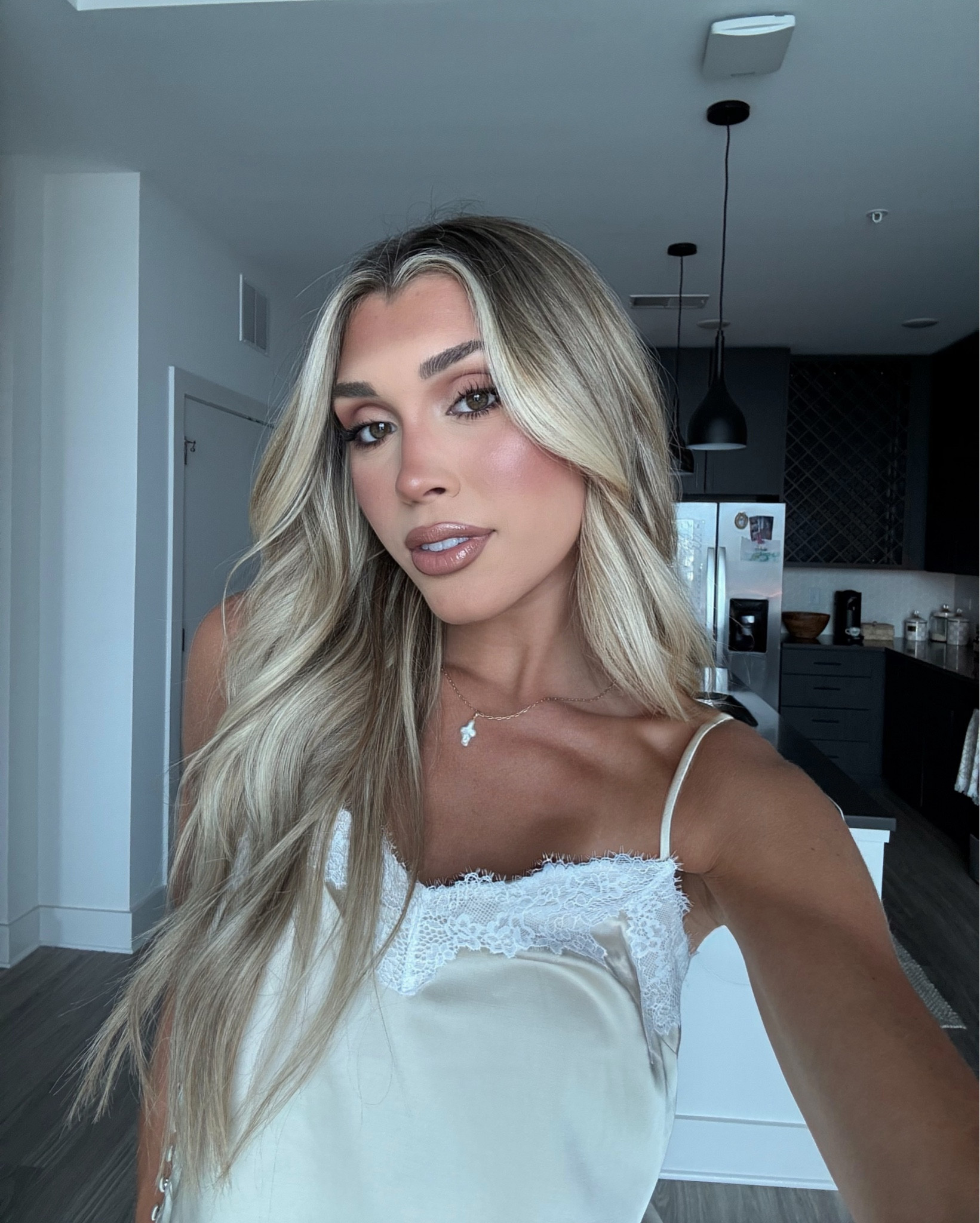 summer/spring evening outfit ✨ lace satin cami from @abercrombie , @Anthropologie white denim & sharing my lip combo! 

date night outfit
summer outfit
spring outfit
Neutral lip combo 

#LTKootd #LTKSeasonal #LTKgrwm