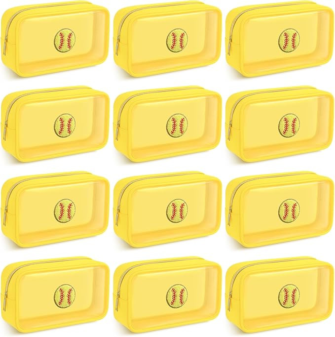 12 Pcs Softball Clear Makeup Bag with Zipper Bulk Softball Sport Goodie Clear PVC Pouch Organizer... | Amazon (US)