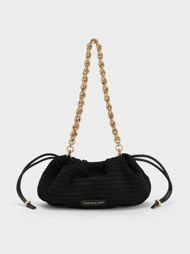 Black Ida Knitted Chain-Handle Clutch | CHARLES & KEITH | Charles & Keith EU