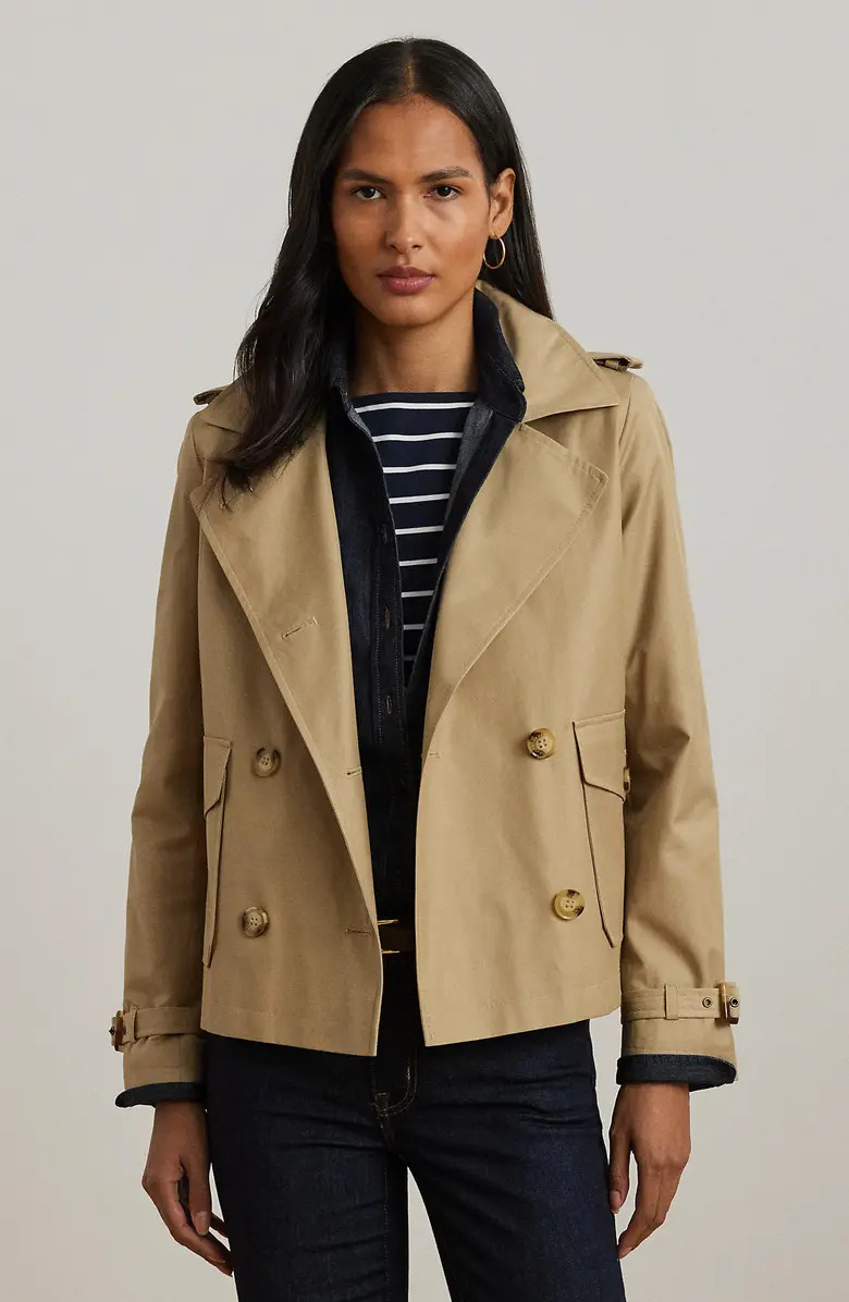 Lauren Ralph Lauren Crop Cotton Blend Trench Coat | Nordstrom | Nordstrom